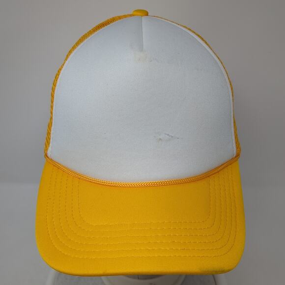 Ha Snapback Trucker Hat Yellow One Size Adjustable Lightweight Rope Mesh Back - Picture 2 of 9